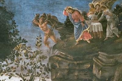 The Purification of the Leper and the Temptation of Christ, in the Sistine Chapel, 1481 fresco (detail) by Sandro Botticelli